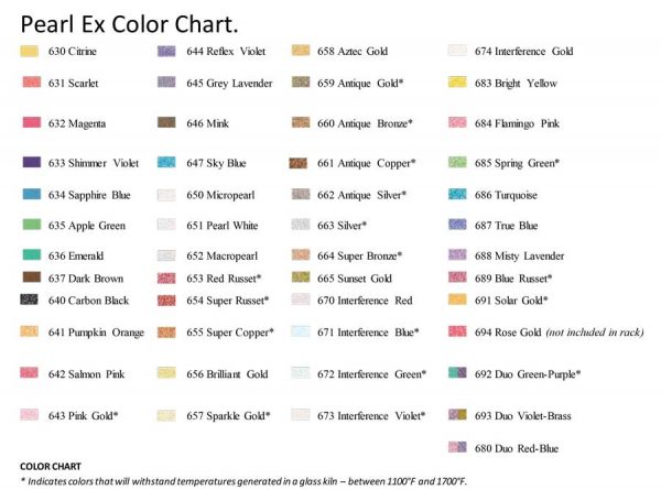 Pearl Ex color chart
