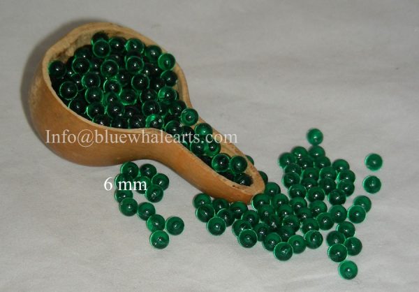 Gourd Beads Dark Green 6mm no hole