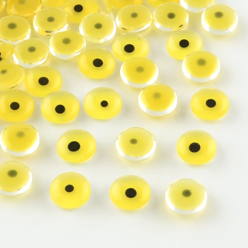 Glass Eye Flat Round Cabochon - Yellow