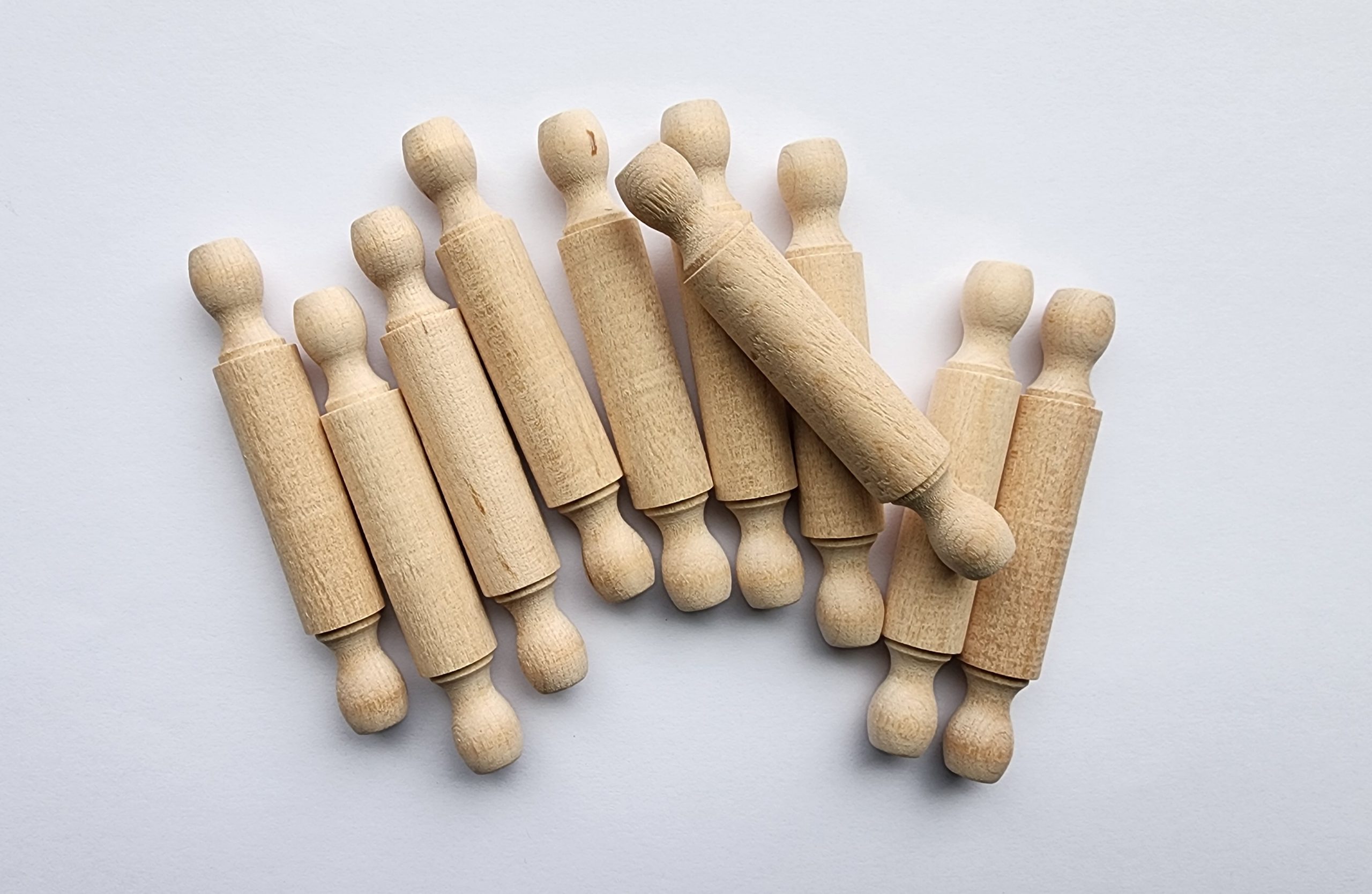 3" Miniature Wood Rolling Pin - 10 pieces