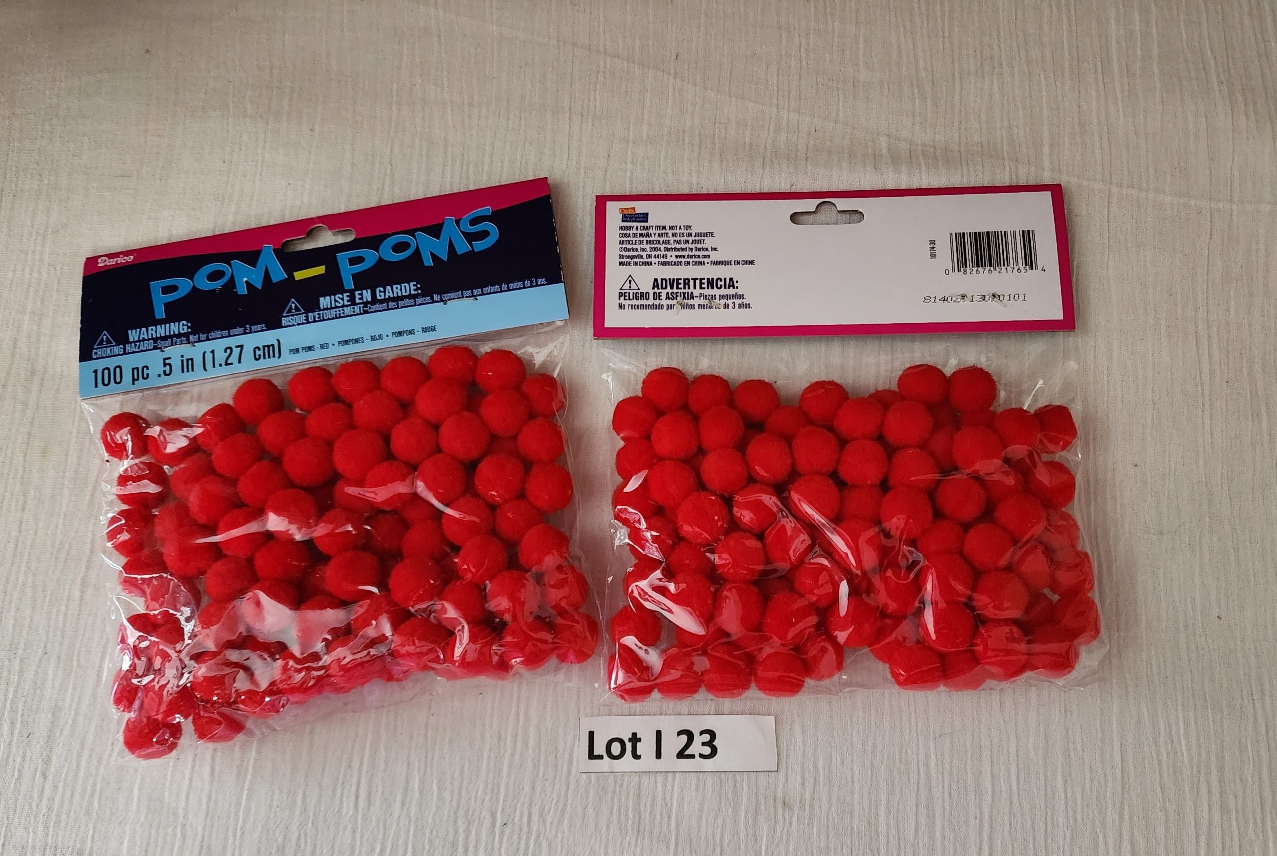 Darice Pom-Poms Red .5 in - 2 package - Lot I 23