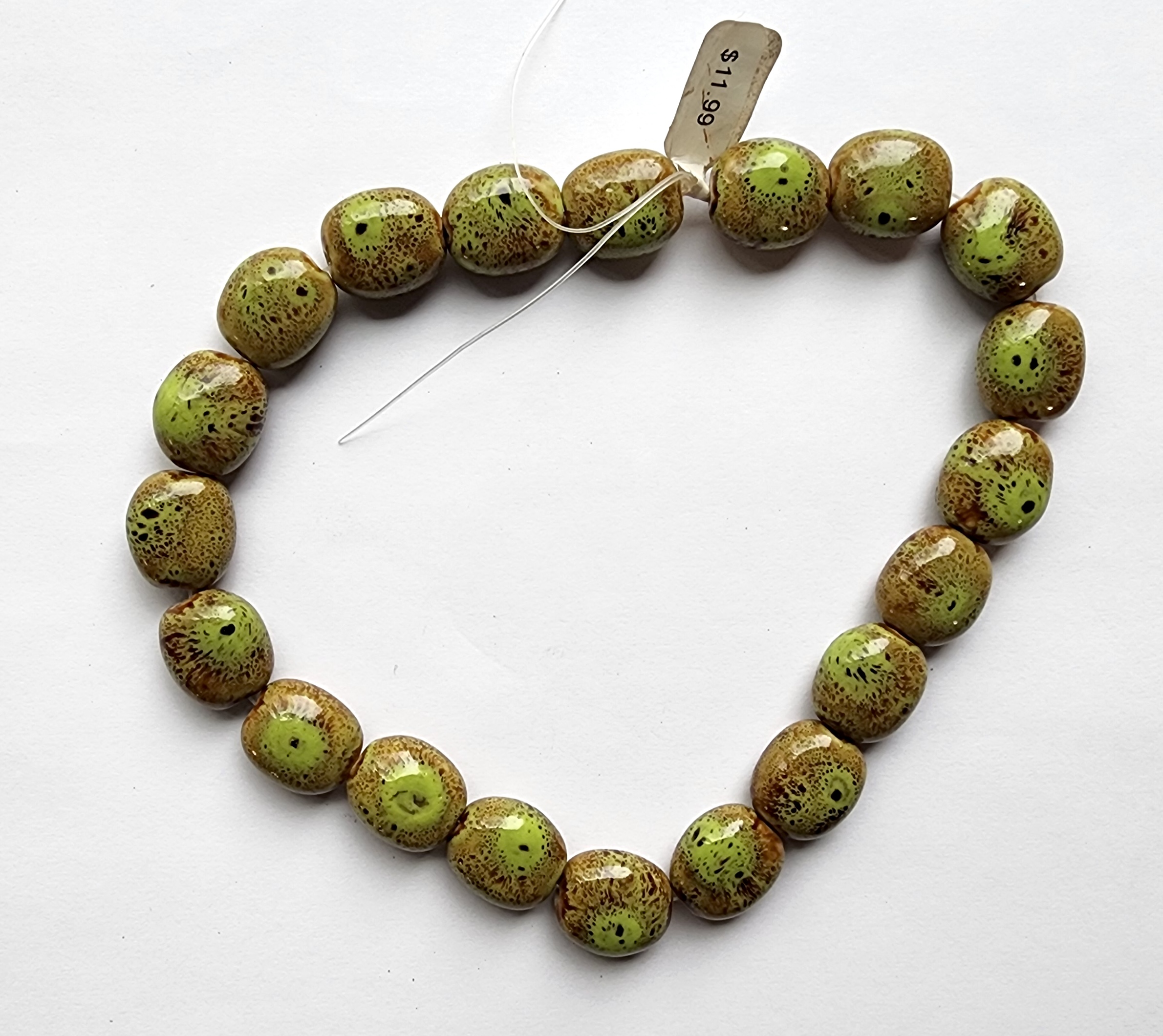 Ceramic Beads - Green - Strand