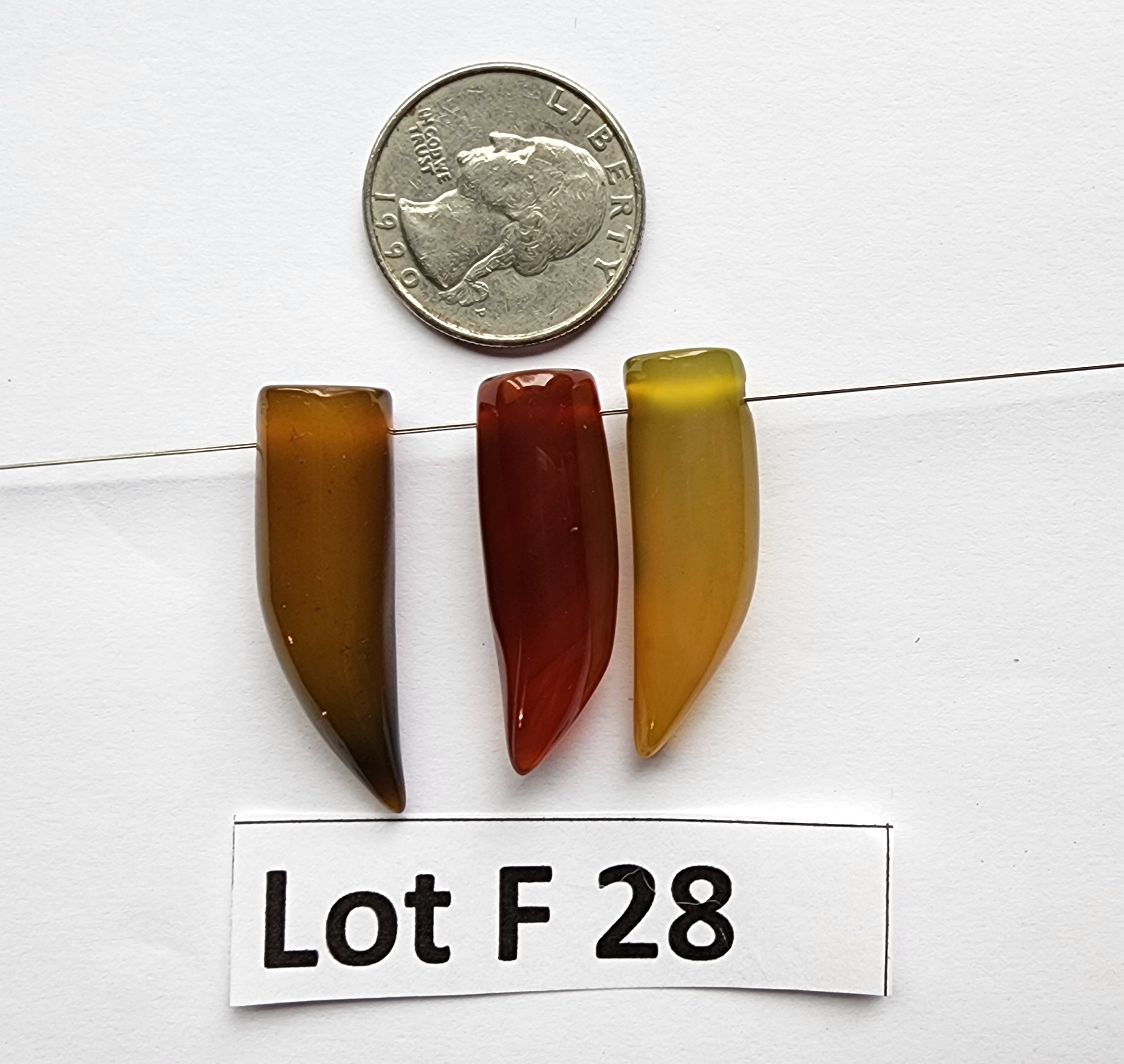 Gemstone Horn shape bead - set 3 lot F 28